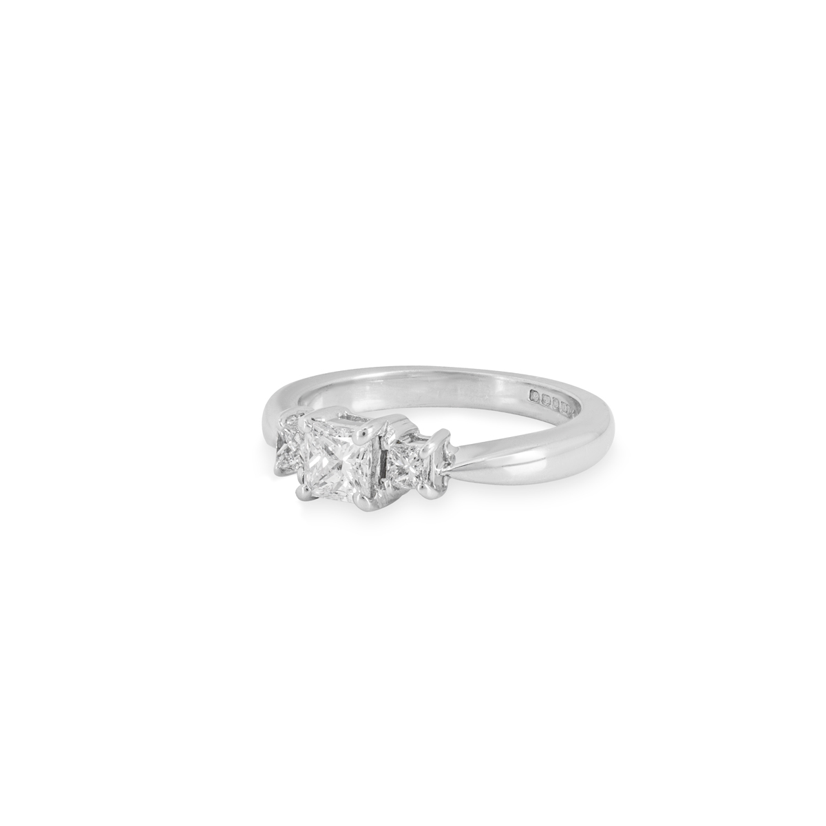 White Gold Princess Cut Diamond Three Stone Ring 0.45ct I/VS2 | Rich ...